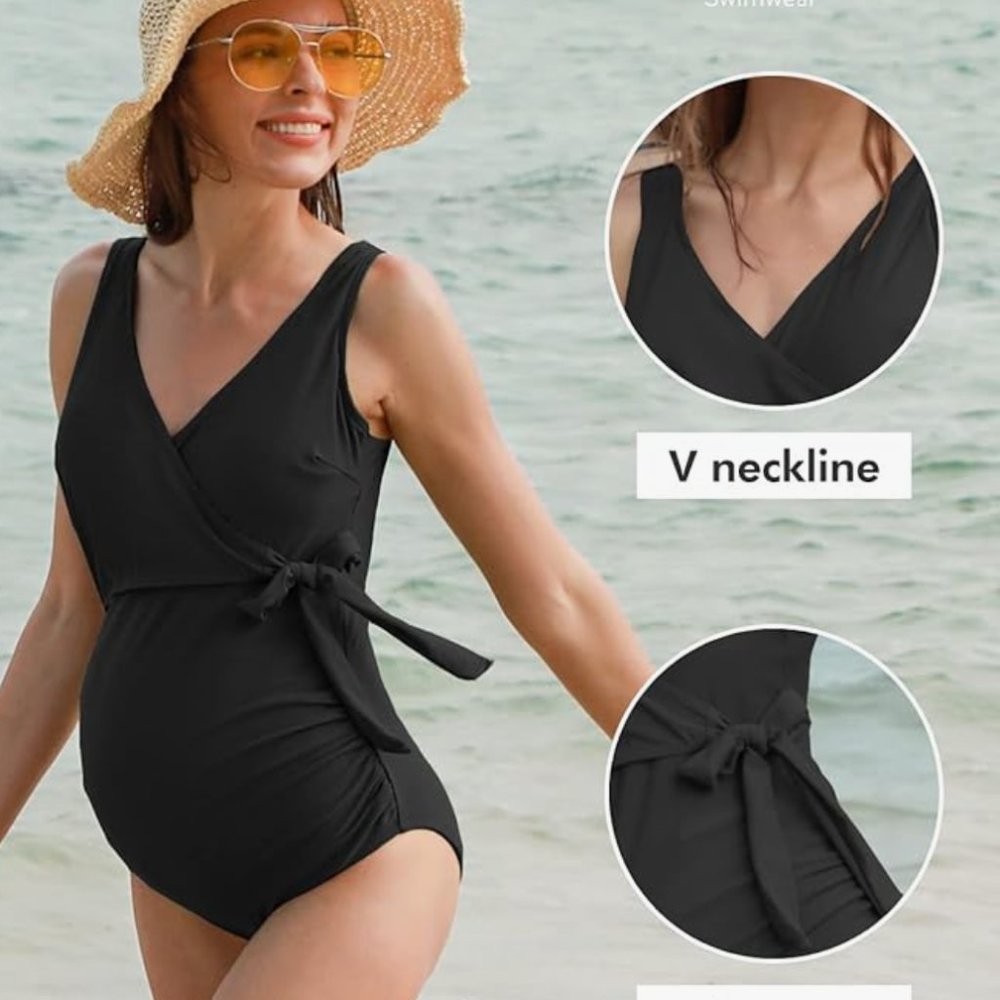 Amazon Tempotrek Maternity Swimsuit One Piece Large Black